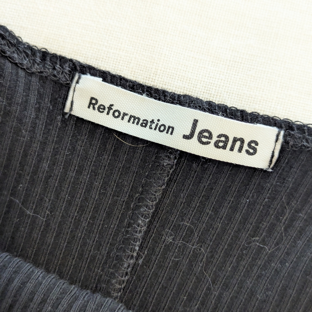 Reformation Black Ribbed Stretch Dress XS - Picture 5 of 6